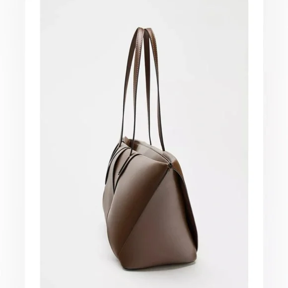 Zara Woven Brown Tote Bag - Picture 5 of 7